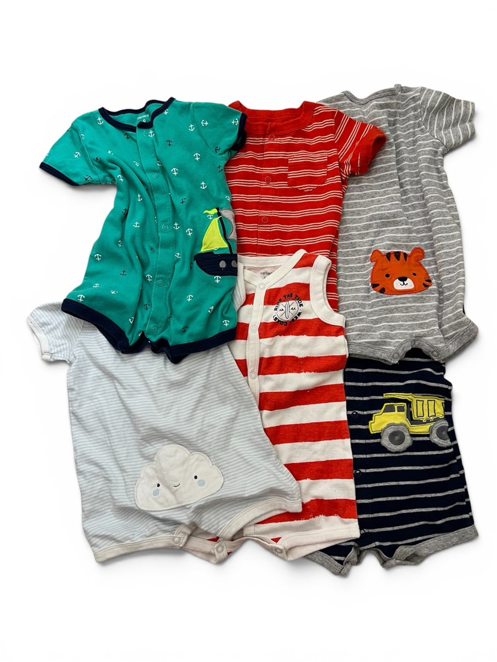 Carters Baby Boys Bundle 6 Pack Short Romper Set Size 9 Months